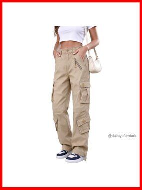 Women's Camo Cargo Pants Ripstop Hiking Work Pants 9 Pockets